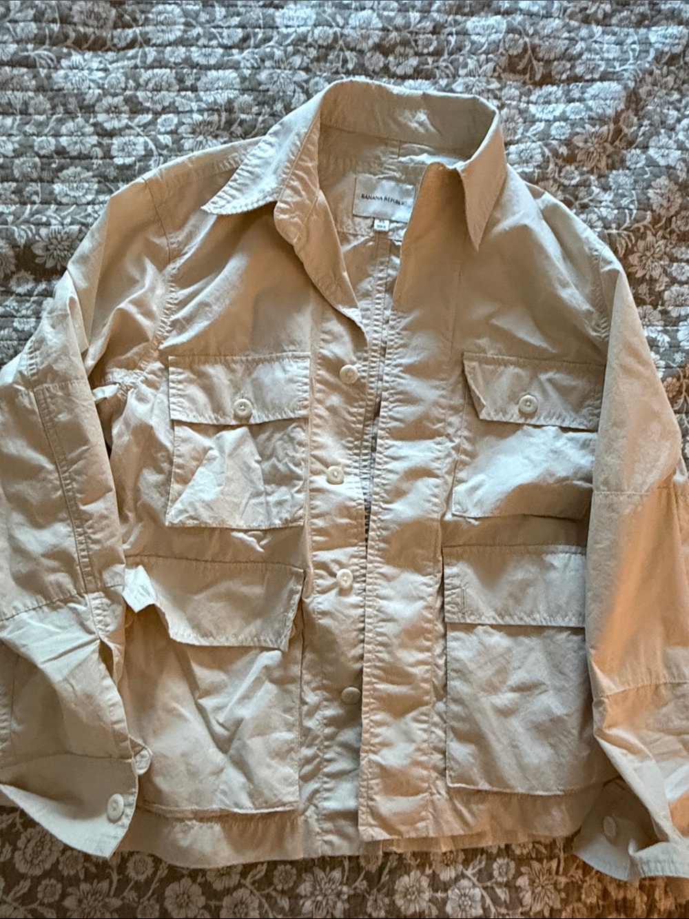 Banana Republic Light Beige Utility Button-Up Shirt Jacket